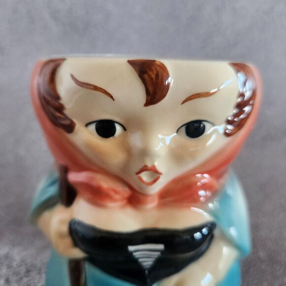 Witch Beer Stein RARE Porcelain LG Mug by Goebel Broom VTG Gretel Nursery Rhyme - Picture 7 of 11